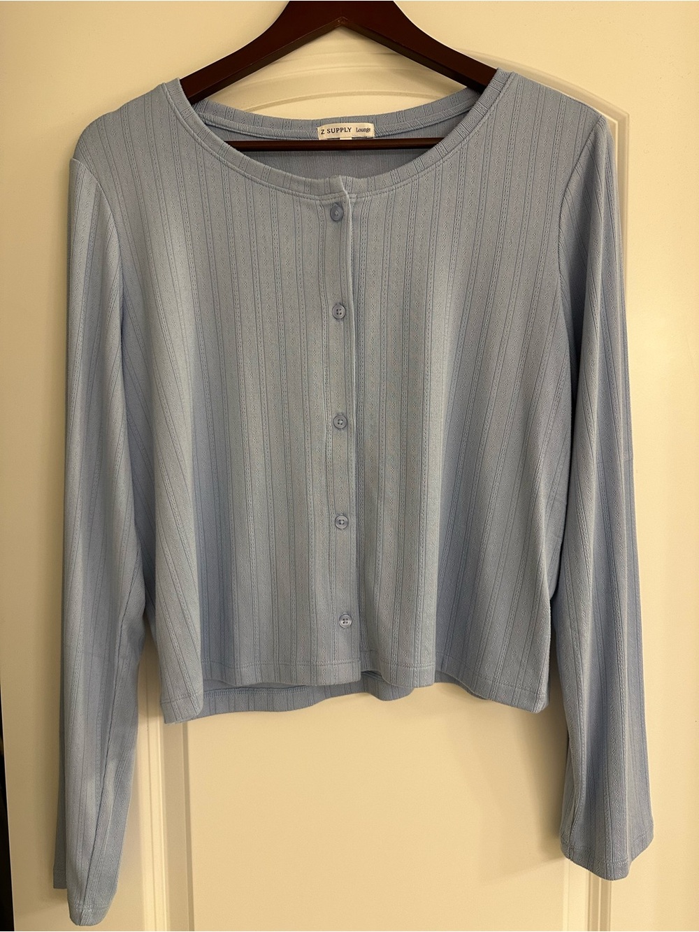 Z Supply Powder Blue Ribbed Button Cardigan